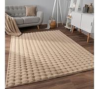 Paco Home Tapis de Salon Doux et Moelleux Moderne Bubble Fourrure Design géométrique Effet de Profondeur élevé, Dimension:160x220 cm, Couleur:Beige 3