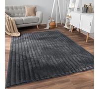 Paco Home Tapis de Salon Doux et Moelleux Moderne Bubble Fourrure Design géométrique Effet de Profondeur élevé, Dimension:80x150 cm, Couleur:Anthracite