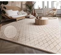 Paco Home Tapis de Salon Doux et Moelleux Moderne Bubble Fourrure Design géométrique Effet de Profondeur élevé, Dimension:120x160 cm, Couleur:Crème 2