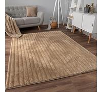 Paco Home Tapis de Salon Doux et Moelleux Moderne Bubble Fourrure Design géométrique Effet de Profondeur élevé, Dimension:80x150 cm, Couleur:Beige