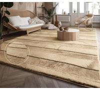Paco Home Tapis de Salon Doux et Moelleux Moderne Bubble Fourrure Design géométrique Effet de Profondeur élevé, Dimension:120x160 cm, Couleur:Beige 4