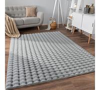 Paco Home Tapis de Salon Doux et Moelleux Moderne Bubble Fourrure Design géométrique Effet de Profondeur élevé, Dimension:200x280 cm, Couleur:Gris 3
