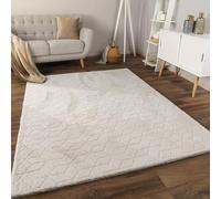 Paco Home Tapis de Salon Doux et Moelleux Moderne Bubble Fourrure Design géométrique Effet de Profondeur élevé, Dimension:160x220 cm, Couleur:Crème 5