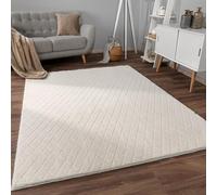Paco Home Tapis de Salon Doux et Moelleux Moderne Bubble Fourrure Design géométrique Effet de Profondeur élevé, Dimension:160x220 cm, Couleur:Crème 2