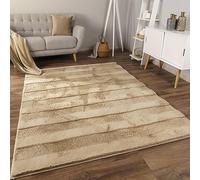 Paco Home Tapis de Salon Doux et Moelleux Moderne Bubble Fourrure Design géométrique Effet de Profondeur élevé, Dimension:60x100 cm, Couleur:Beige 4