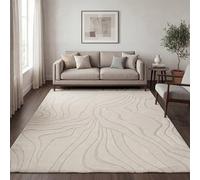 Paco Home Tapis de Salon Moderne Tapis à Poils Courts Scandinave Style Japandi Panglao Unicolore Effet de Profondeur Motif Abstrait Effet 3D Velours Doux Crème, Dimension:160x220 cm