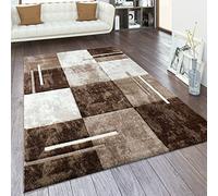Paco Home Tapis De Salon Poil Ras Aspect 3D Vintage Découpe De Contour Motif Moderne, Dimension:60x110 cm, Couleur:Beige Marron