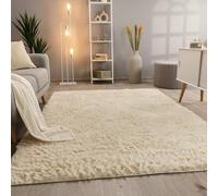Paco Home Tapis De Salon Poils Longs Fausse Fourrure Shaggy Moelleux Monochrome, Dimension:120x170 cm, Couleur:Ivoire (Crème)