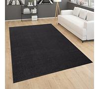 Paco Home Tapis De Salon Poils Ras Chambre À Coucher Motif Monochrome Moderne Noir Gris, Dimension:60x100 cm