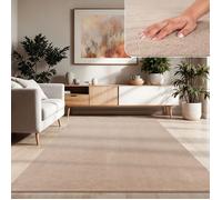 Paco Home Tapis De Salon Poils Ras Lavable Monochrome Style Moderne Beige Beige 160x220 cm