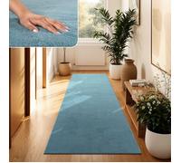 Paco Home Tapis De Salon Tapis Poils Ras Design Monochrome Moderne Bleu Turquoise, Dimension:60x100 cm