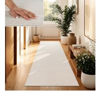 Paco Home Tapis De Salon Poils Ras Lavable Monochrome Style Moderne Crème Crème 80x150 cm