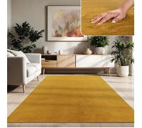Paco Home Tapis De Salon Poils Ras Lavable Monochrome Style Moderne Jaune Moutarde Jaune Jaune 80x150 cm