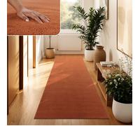 Paco Home Tapis De Salon Poils Ras Lavable Monochrome Style Moderne Orange 60x100 cm