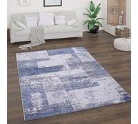 Paco Home Tapis De Salon Poils Ras Tapis Vintage Style Abstrait Moderne Motif Diamant Géométrique, Dimension:120x160 cm, Couleur:Bleu 2