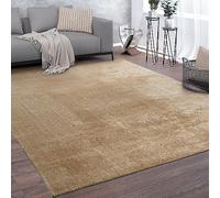 Paco Home Tapis De Salon Tapis Poils Ras Design Monochrome Moderne Beige, Dimension:80x300 cm
