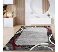 Paco Home Tapis De Salon Tapis Poils Ras Motifs Marocains Cercle Et Bordures Moderne, Dimension:120x170 cm, Couleur:Rouge 3