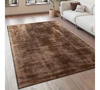 Paco Home Tapis De Salon Tapis Vintage Poils Ras Fait Main Haut De Gamme 100% Viscose, Dimension:160x230 cm, Couleur:Marron