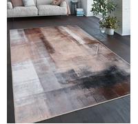Paco Home Tapis De Salon Tissage Plat Vintage Moderne Motif Abstrait Lavable Gris Marron Multicolore 120 cm rond