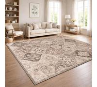 Paco Home Tapis De Salon Vintage Poil Court Style Boho Lavable Antiderapant Entretien Facile Design Retro Moderne, Couleur:Taupe, Dimension:240x340 cm