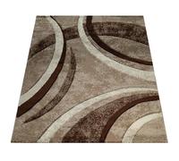 Paco Home Tapis Design à Contours Motif Ligné Moucheté Marron Beige Crème, Dimension:160x230 cm