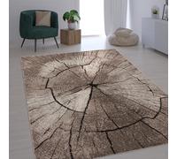 Paco Home Tapis Design Élégant Salon Tronc d'arbre Effet D'Optique Nature Gris Brun Beige, Dimension:120x170 cm
