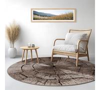 Paco Home Tapis Design Élégant Salon Tronc d'arbre Effet D'Optique Nature Gris Brun Beige, Dimension:80 cm Rond