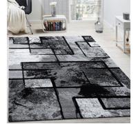 Paco Home Tapis Design Moderne Poils Ras Abstrait Peintures Effet Noir Gris Anthracite, Dimension:160x230 cm