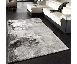 Paco Home Tapis Design Moderne Toile Splash Marbré, Couleur:Gris, Dimension:80x150 cm