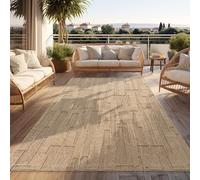 Paco Home Tapis D'Extérieur Résistant Aux Intempéries Balcon Entrée Salon Design Abstrait Géométrique 3D Décoration Moderne Beige, Dimension:240x340 cm