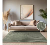 Paco Home Tapis D'Extérieur Résistant Aux Intempéries Balcon Salon Skandi Boho Arc-En-Ciel Gris Vert Vert 120x170 cm