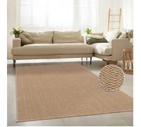 Paco Home Tapis d'intérieur et d'extérieur pour Salon, Balcon, Cuisine et Couloir - Look Naturel en Jute, uni, Robuste, résistant aux intempéries, Dimension:120x160 cm