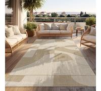 Paco Home Tapis D'Extérieur Résistant Aux Intempéries Salon Design Motif Géométrique Abstrait 3D Décoration Moderne Beige Crème, Dimension:200x280 cm
