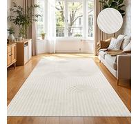 Paco Home Tapis D'Extérieur Résistant Aux Intempéries Salon Tapis De Cuisine Balcon Boho Design Skandi Motif Arc-en-Ciel Unicolore Beige Crème, Dimension:240x340 cm