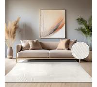 Paco Home Tapis D'Extérieur Résistant Aux Intempéries Salon Tapis De Cuisine Balcon Boho Design Skandi Motif Arc-en-Ciel Unicolore Beige Crème, Dimension:60x100 cm