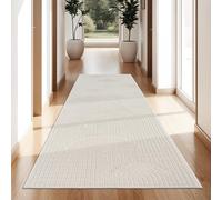 Paco Home Tapis D'Extérieur Résistant Aux Intempéries Salon Tapis De Cuisine Balcon Boho Design Skandi Motif Arc-en-Ciel Unicolore Beige Crème, Dimension:80x250 cm