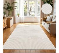 Paco Home Tapis D'Extérieur Résistant Aux Intempéries Salon Tapis De Cuisine Balcon Boho Design Skandi Motif Arc-en-Ciel Unicolore Beige Crème, Dimension:200x290 cm