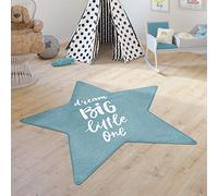 Paco Home Tapis Enfant Filles Garçons Tapis Enfant Étoiles Moderne avec Inscription, Dimension:Forme d'étoile de 80 cm, Couleur:Bleu