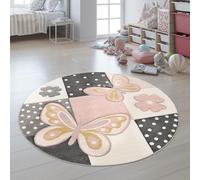 Paco Home Tapis Enfant Moderne Pastel Chambre Animaux 3D, Dimension:160 cm Rond