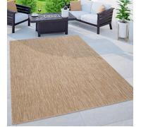 Paco Home Tapis Extérieur Balcon Terrasse Tapis Cuisine Uni Moucheté Beige Blanc Cassé 120 cm rond