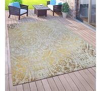 Paco Home Tapis Extérieur pour Balcon, Poils Ras Style Oriental, Coloris Et Tailles Variés, Dimension:160x220 cm, Couleur:Jaune