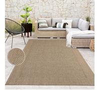 Paco Home Tapis Exterieur Terrasse Balcon Tapis Cuisine Avec Bordure Aspect Sisal Uni Beige Beige 80x150 cm