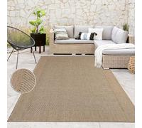 Paco Home Tapis Exterieur Terrasse Balcon Tapis Cuisine avec Bordure Aspect Sisal Uni Beige, Dimension:80x150 cm