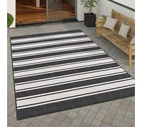 Paco Home Tapis Exterieur Terrasse Balcon Tapis Cuisine Moderne Motif Geometrique Motif Abstrait, Dimension:140x200 cm, Couleur:Anthracite-Blanc