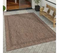 Paco Home Tapis Exterieur Terrasse Balcon Tapis Cuisine Moderne Motif Geometrique Motif Abstrait, Dimension:150 cm carré, Couleur:Marron