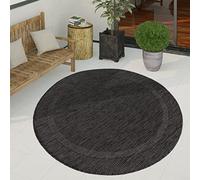 Paco Home Tapis Exterieur Terrasse Balcon Tapis Cuisine Moderne Motif Geometrique Motif Abstrait, Dimension:200 cm Rond, Couleur:Anthracite