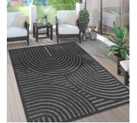 Paco Home Tapis Exterieur Terrasse Salon Cuisine 3D Uni Motif Geometrique Anthracite 120x160 cm