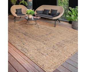 Paco Home Tapis Exterieur Terrasse Salon Cuisine Lavable en Machine Motif Boho Uni, Dimension:120x160 cm, Couleur:Beige 4