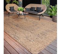 Paco Home Tapis Exterieur Terrasse Salon Cuisine Lavable en Machine Motif Boho Uni, Dimension:160x220 cm, Couleur:Beige 4