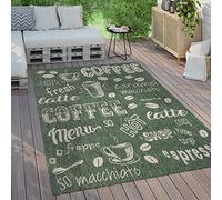 Paco Home Tapis Exterieur Terrasse Salon Cuisine Moderne Motif Abstrait Moderne Écriture, Dimension:120x160 cm, Couleur:Vert